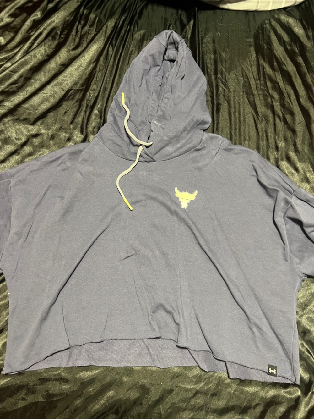 Under Armour Women's Navy Blue Cropped Hoodie with Bull Logo
